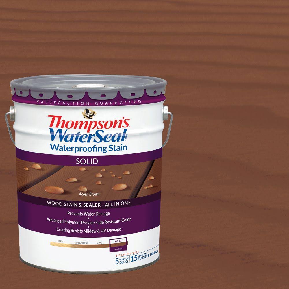 Thompsons WaterSeal 1894823 Solid Acorn Brown Waterproofing Wood Stain u0026 Sealer 5 Gal