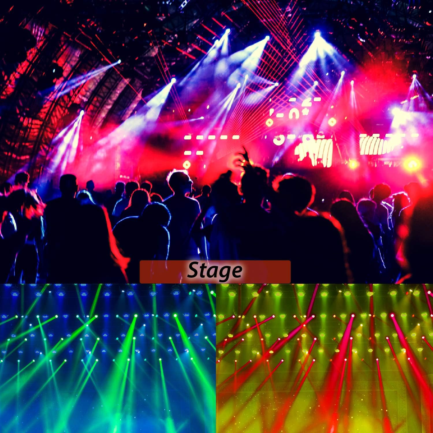 AOELLIT 36 LED RGB Stage Lights Sound Activated DJ Lights Compatible with DMX-512 Uplights for Wedding Events Show Party with Remote 8 Pack (36)