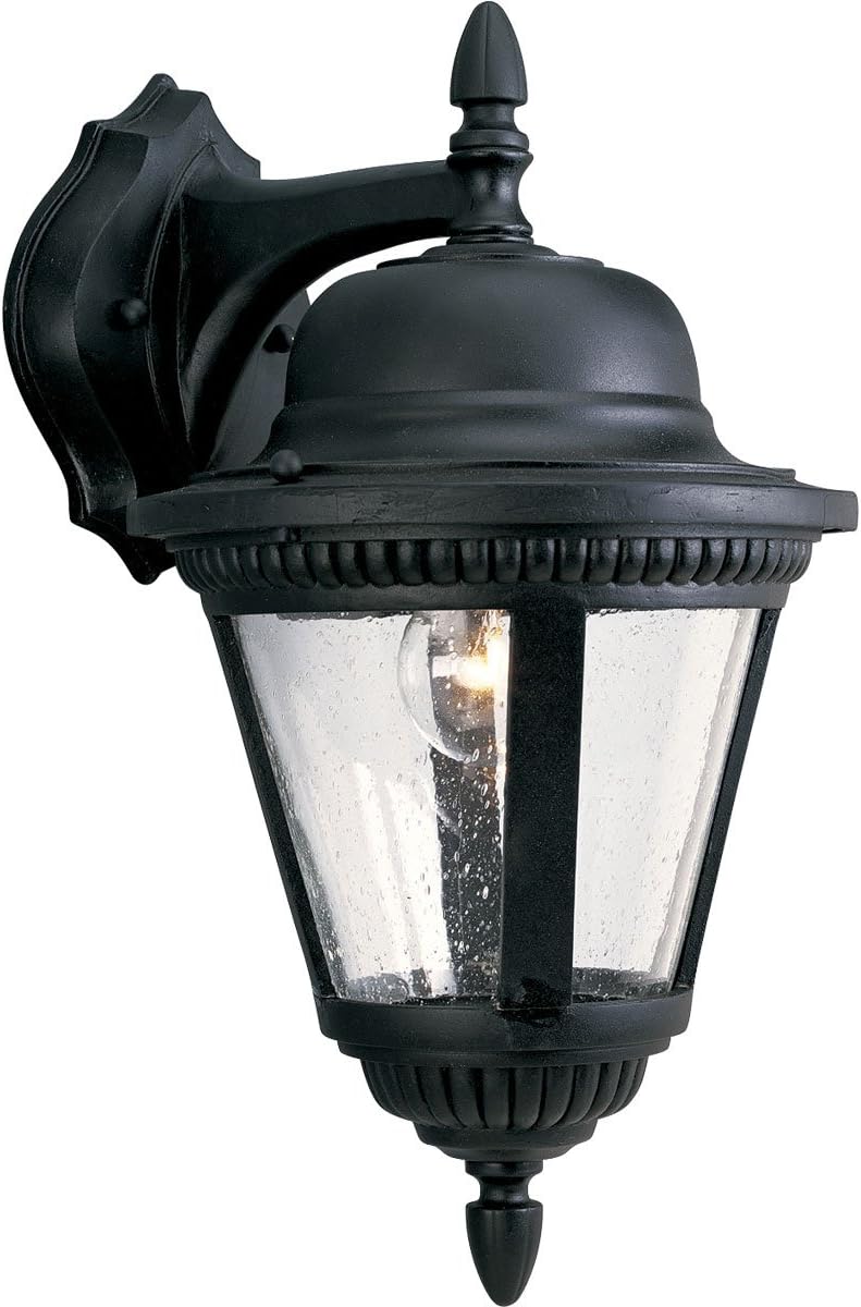 Progress Lighting P5863-30 Traditional Two Wall Lantern from Meridian Collection in Black Finish Lighting Accessory, 9-Inch Width x 16-Inch Height, White