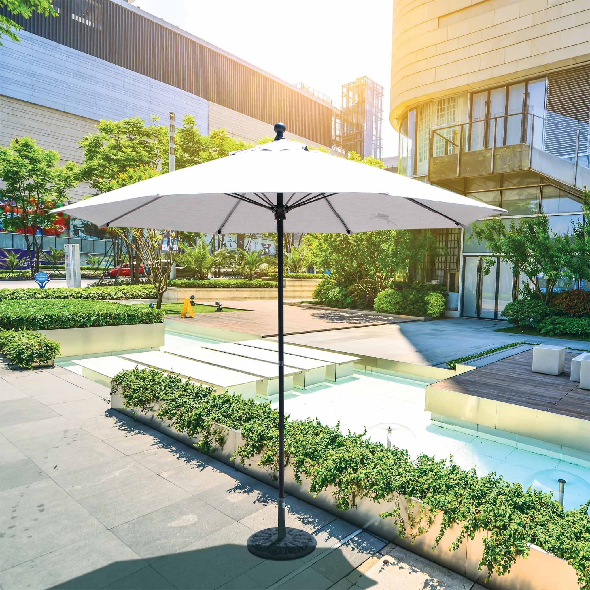 Galtech 9 ft. Black Commercial Use Umbrella - Black Sunbrella