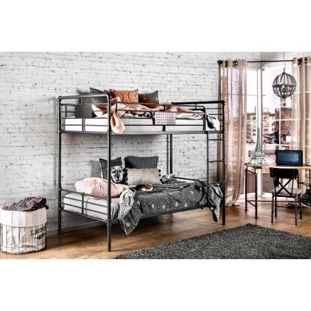 Furniture of America Seanze Metal Bunk Bed, Twin/Twin, Antique Black