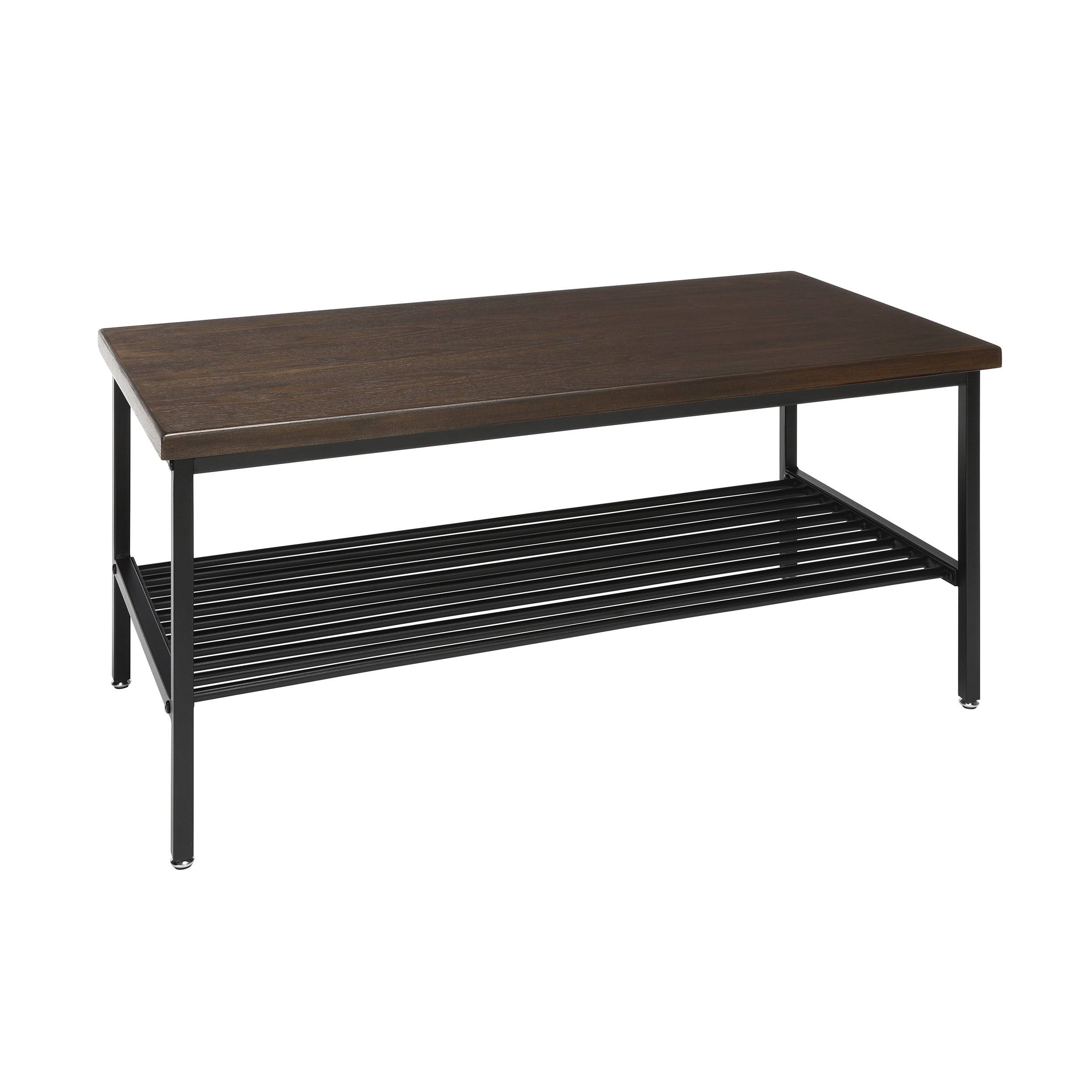 OFM 161 Collection Industrial Modern Coffee Table with Metal Shelf, Wood Top/Metal Frame, Black/Walnut