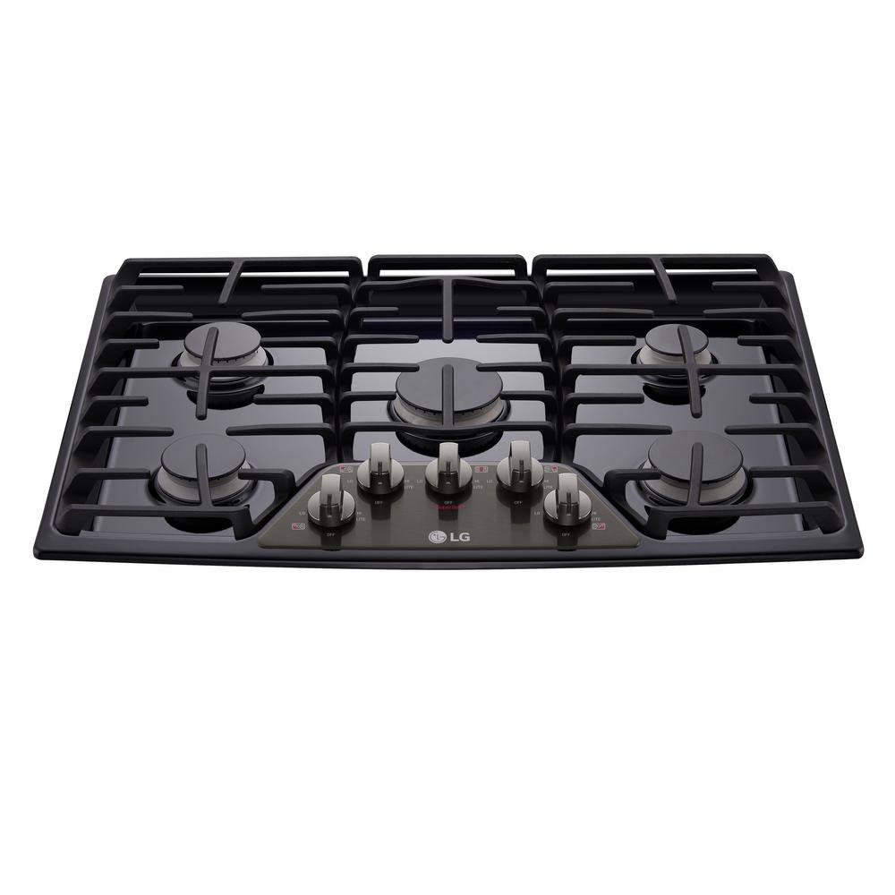 LG - 30x22 Gas Cooktop - Black Stainless Steel