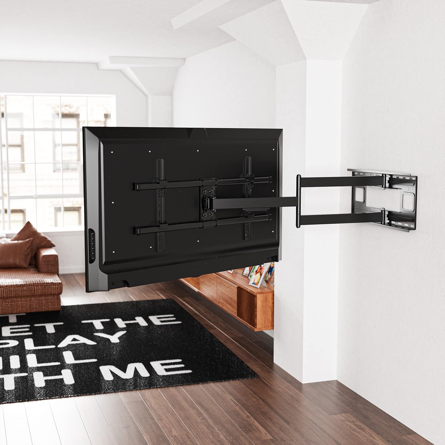 Full Motion Long Arm TV Wall Mount with 40-inch Extension, TV Wall Mount Bracket Fits Most 43-80 inch Flat&Curved LED Screen TVs, Swivel Tilt Arm Extension with Max VESA 800x400mm, Holds up to 110lbs