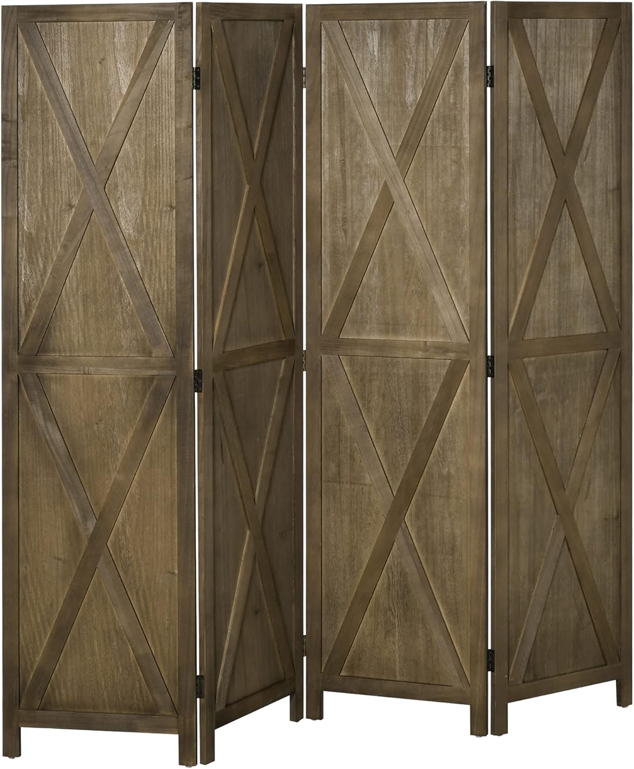HOMCOM 4-Panel Folding Room Divider, 5.6 Ft Tall Freestanding Privacy Screen Panels for Indoor Bedroom Office, Brown