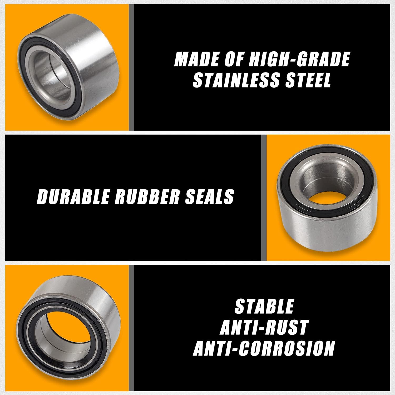 4Pcs Front and Rear Wheel Bearings Compatible with Polaris Ranger 4X4 800 EFI/EFI CREW 4X4 900 XP 800 RZR 4 800 RZR 570 EFI Polaris RZR S 800 800, Replaces 3514699 3514635