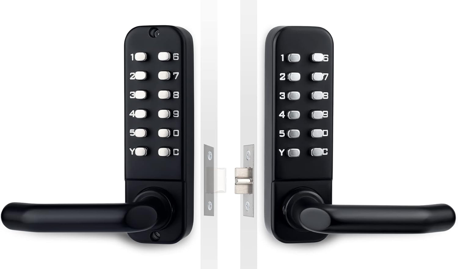 CODACE Keyless Entry Door Lock with Keypad Door Knob, Double Sided Keypads Door Lock with Handle, Digital Code Combination Door Lock, Mechanical Gate Lock for Outdoor Fences, Front Door, Not Deadbolt