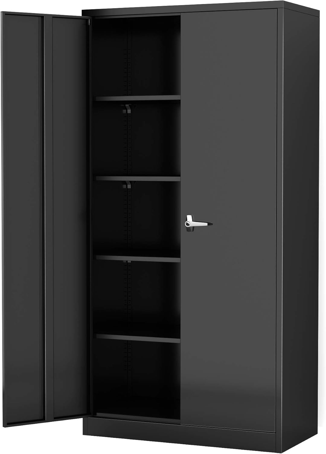 STEELCUBE Metal Storage Cabinet, Locking Metal Storage Cabinet with 4 Adjustable Shelves,Welded Steel Classic Storage Cabinet (Black)