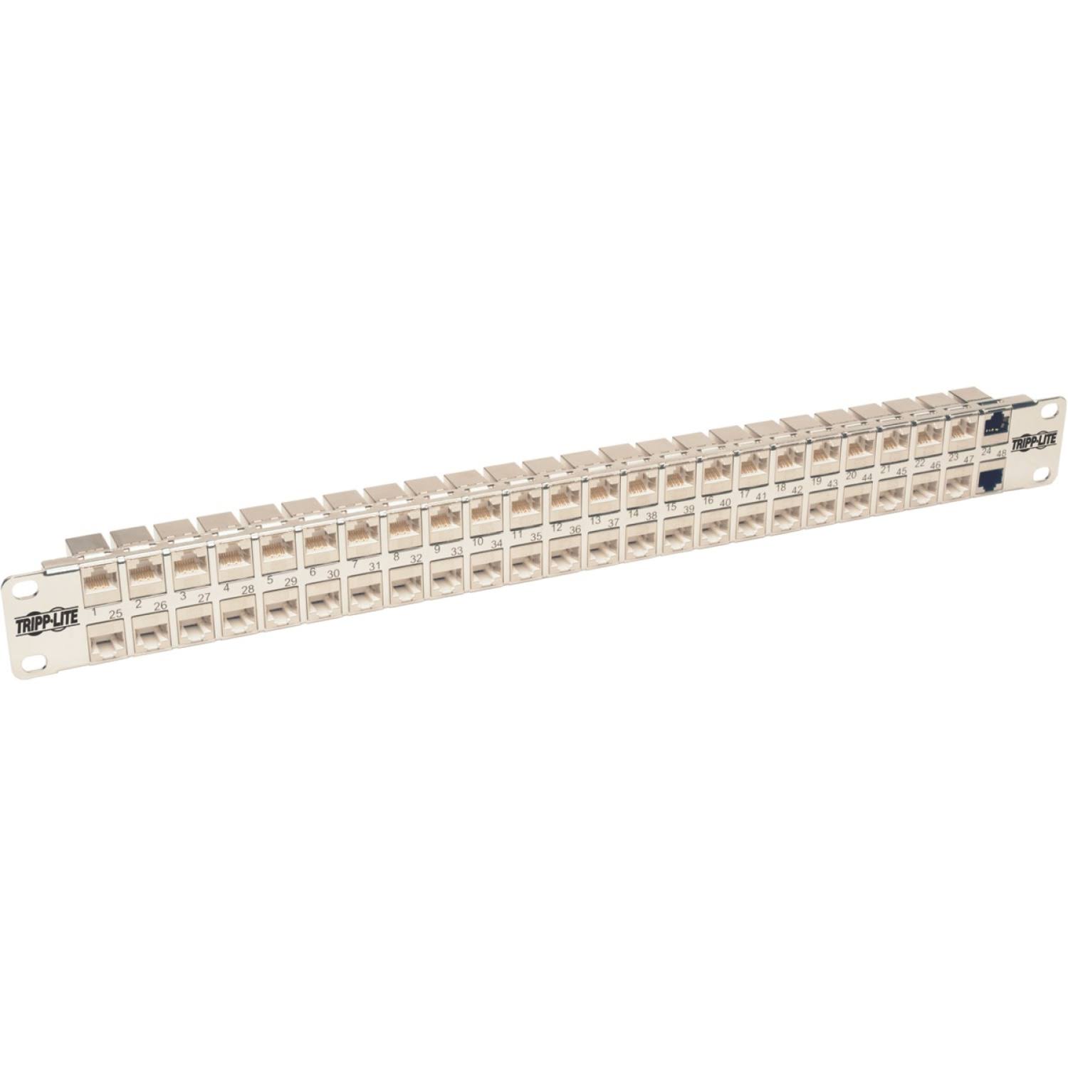 Tripp Lite 48-Port Cat6a Patch Panel Rackmount Shielded Feedthrough RJ45 1U Patch panel - CAT 6a - RJ-45 X 48 - 1U - 48 ports