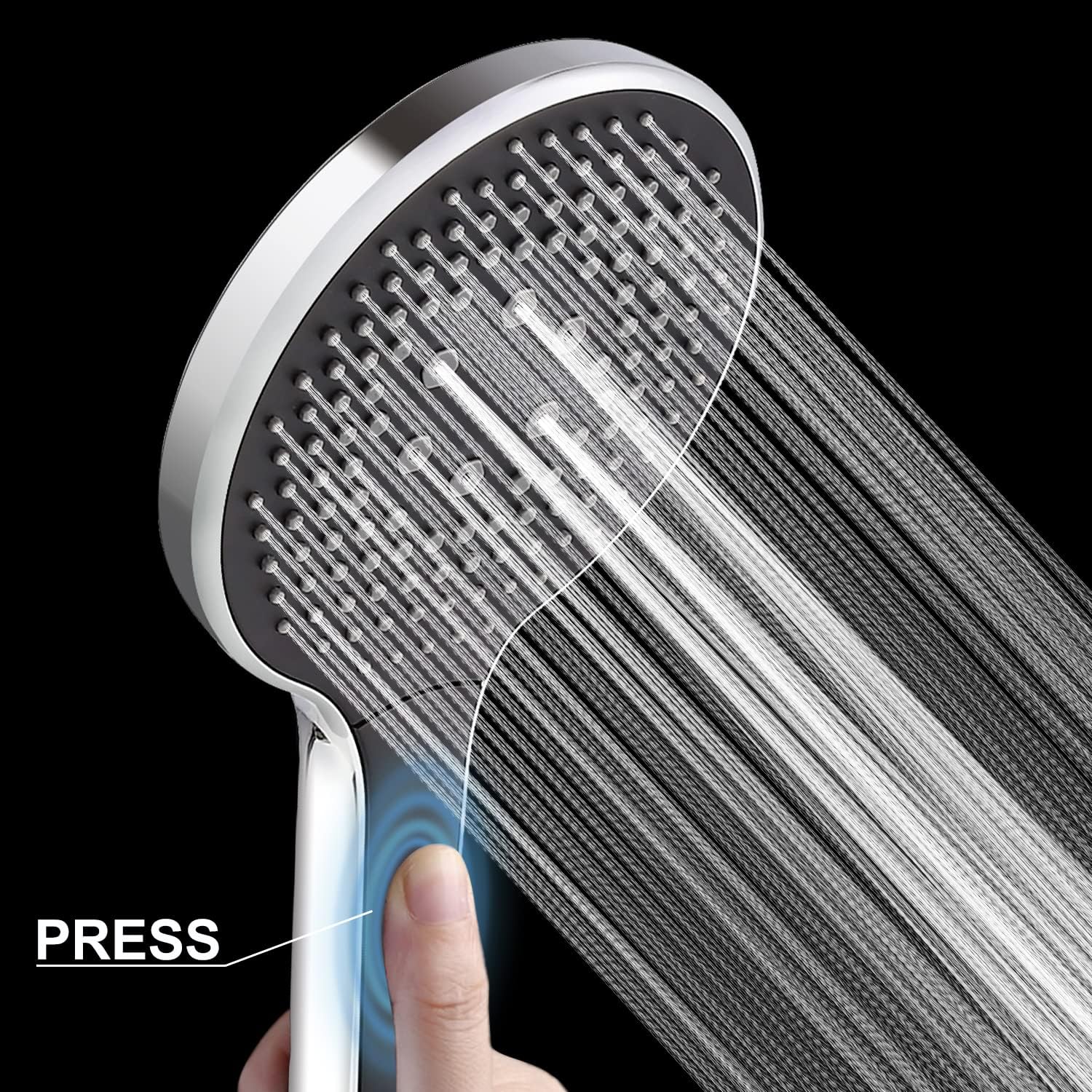High Pressure Shower Head With Handheld:Beauty Angelbella 3 Mode Spray Hand-held Shower Heads with 59 inch Stainless Steel Hose,Adjustable Bracket Handheld Shower,Detachable Shower Head Pack of 2