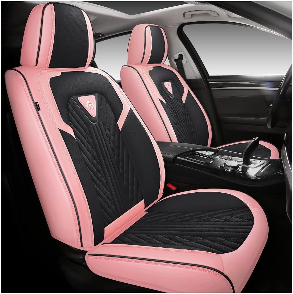 YHCBNKI01 Luxury PU Leather Auto Car Seat Covers 5 Seats Full Set Universal Fit (Red-Black)