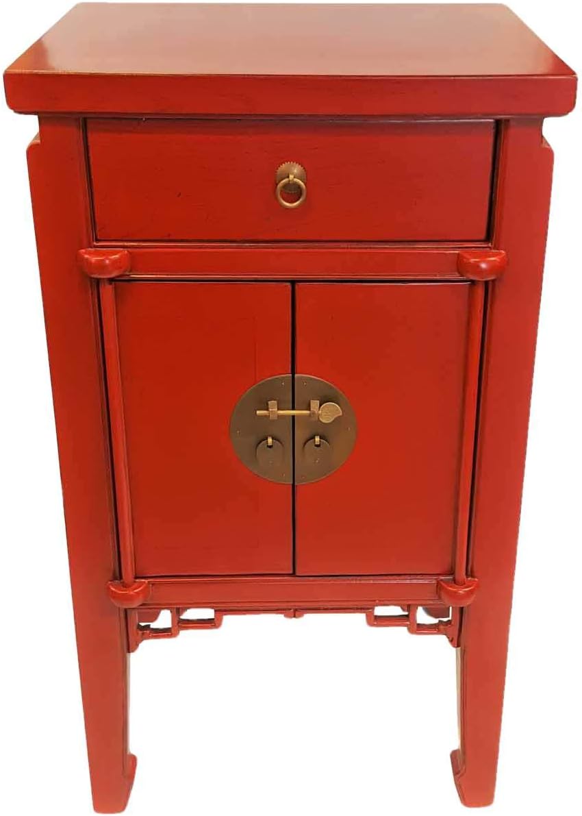 Oriental End Table Antique Black Lacquer