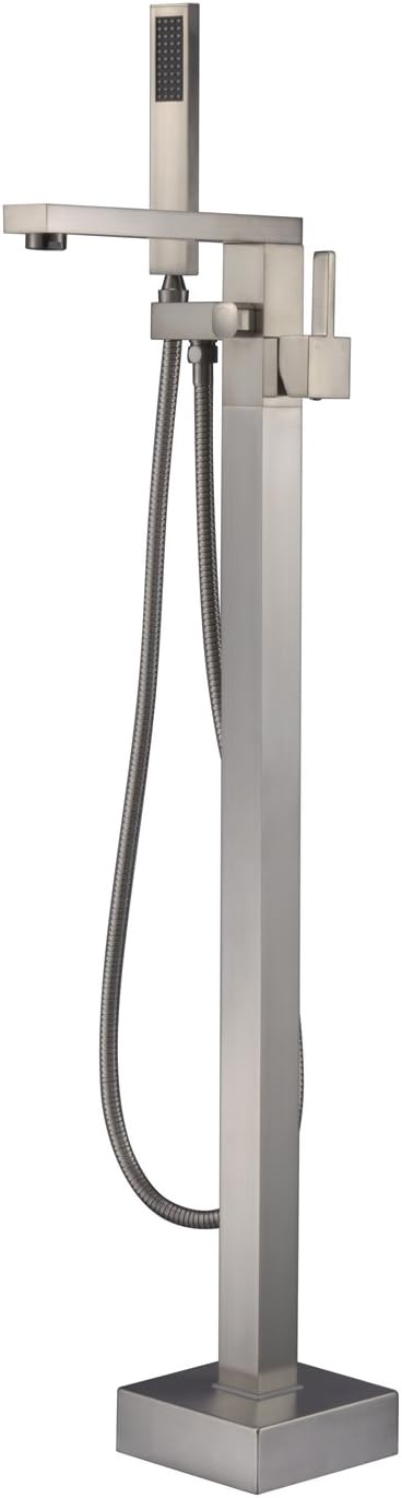 Artiqua Freestanding Bathtub Faucet Tub Filler Black Floor Mount Brass Bathroom Faucets Single Handle with Hand Shower