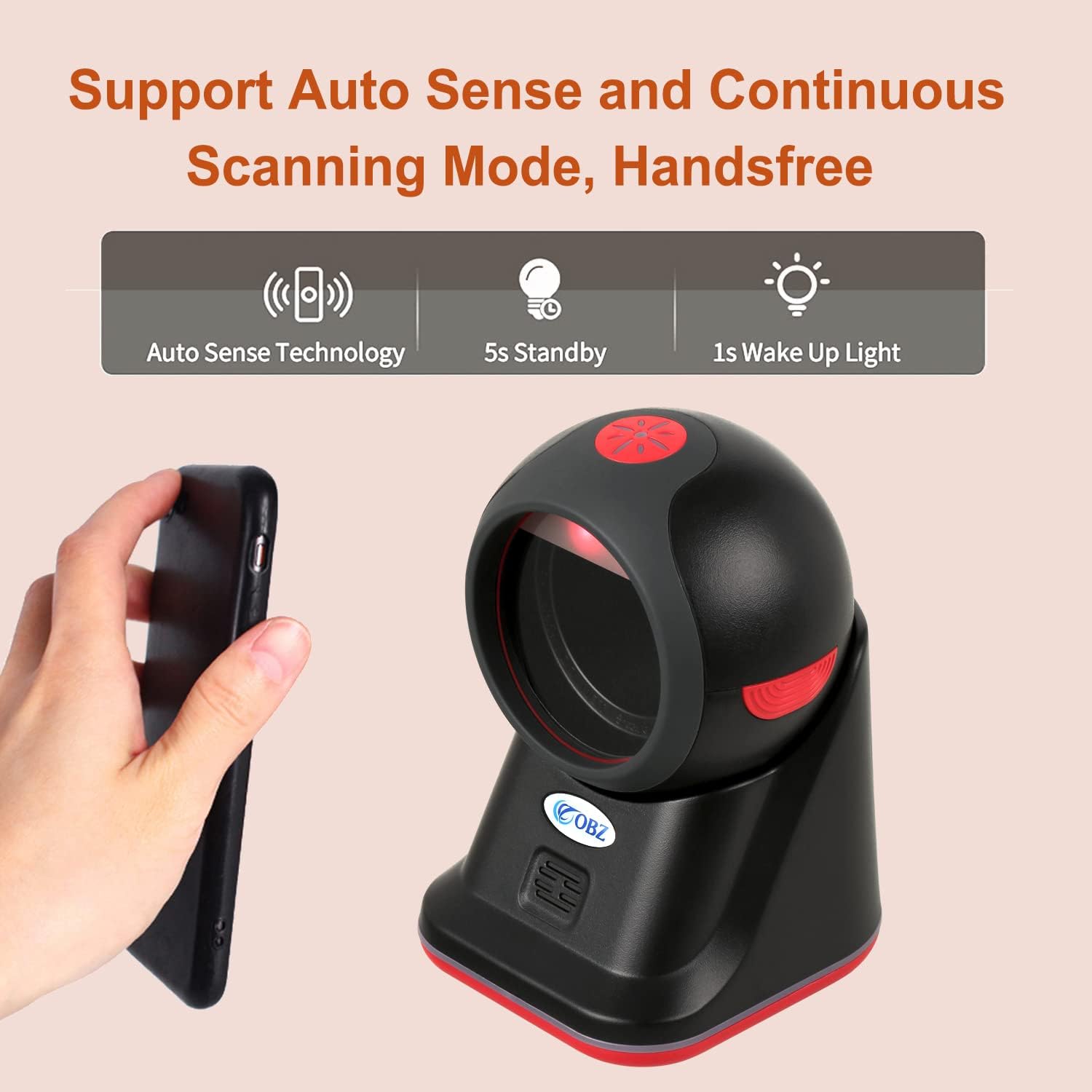 1D 2D Desktop Barcode Scanner,Omnidirectional Hands-Free USB Wired Barcode Reader with Adjustable Scan Head, Capture Barcodes from Paper and Screen, Automatic Image Sensing for Supermarket Library Pack of 2