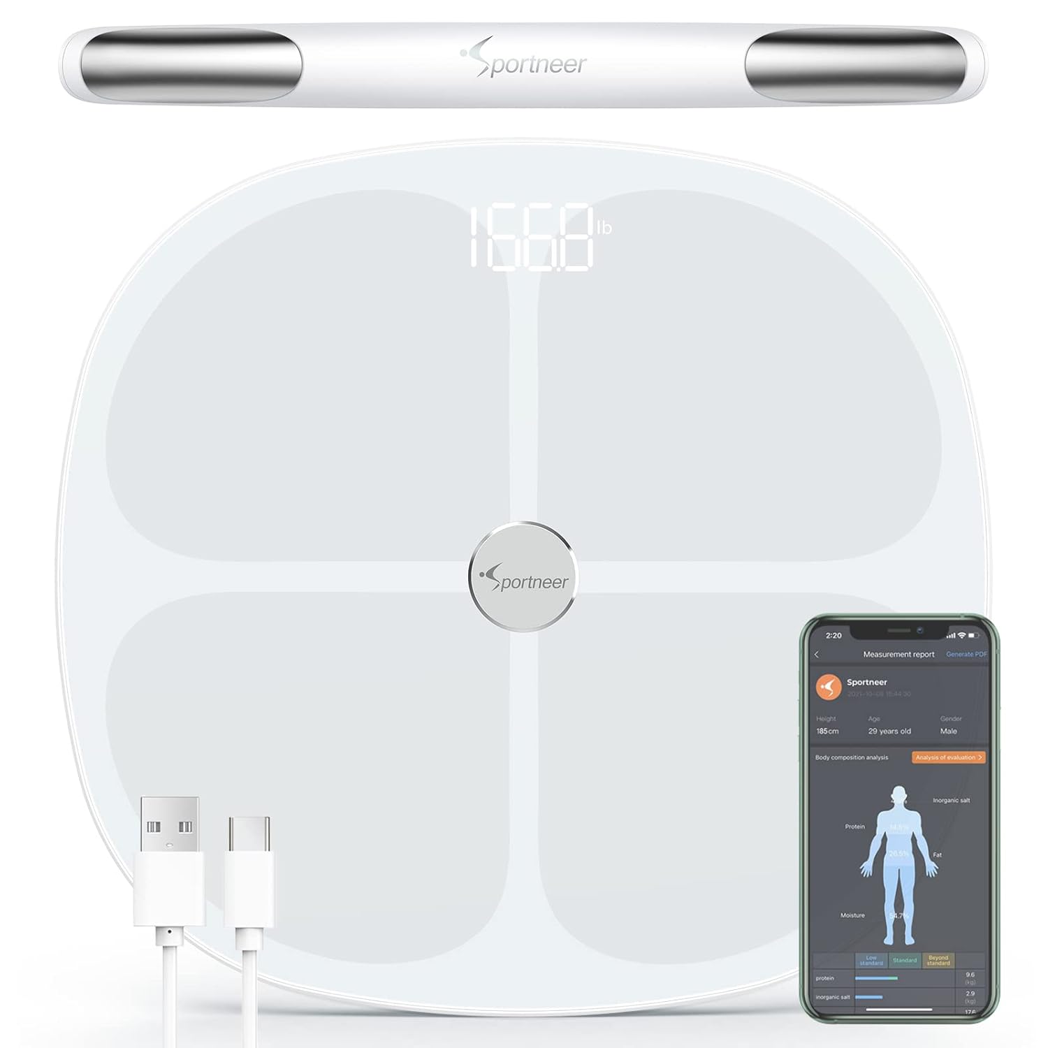 Body Fat Scale, Sportneer Smart Scale 8 Electrodes Accurate Digital Body Weight Scales for Body Fat Water Weight BMI, Body Composition Monitor Health Analyzer, 396 lbs Pack of 2