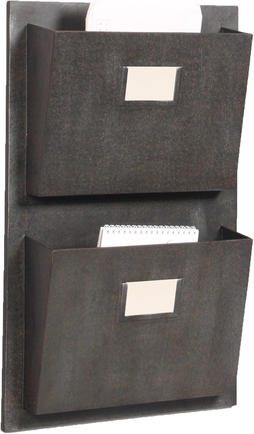 Linon Black Rub Thru 4 Slot Hanging Wall Mailbox, 14.5