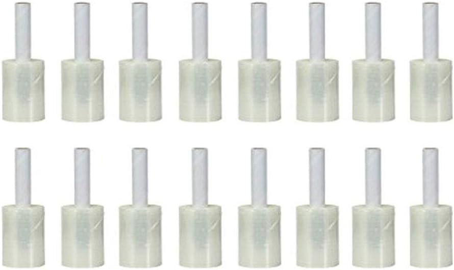 Plastic Film Pallet Wrap with Handle, 5 Inches X 1000 Feet, 80 Gauge, Clear Shrink Stretch Wrap Roll, Furniture, Boxes, Pallets, Industrial Strength, Made in USA (16-Pack)