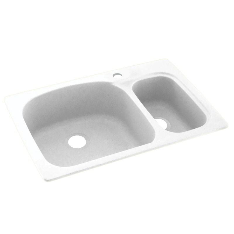 Solid Surface 33x22 x 22x22 Double Basin Drop-in Kitchen Sink Swan Finish: Pebble