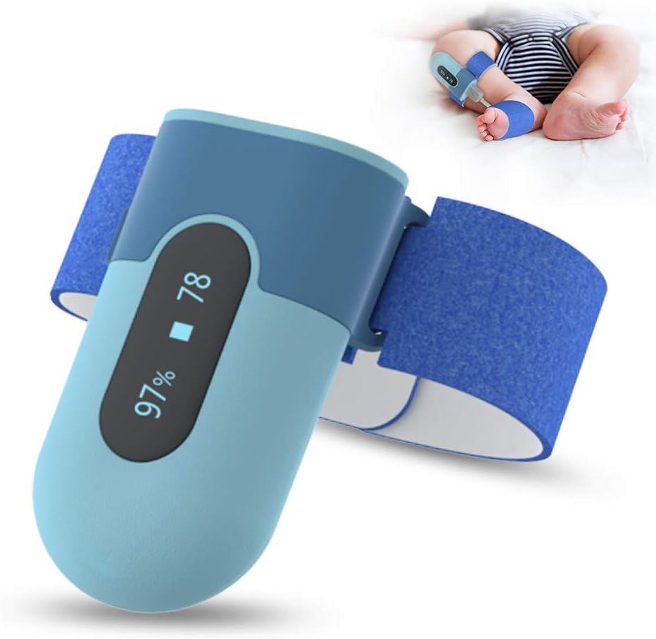 BabyO2 Baby Oxygen Monitor Foot, with Alarm in APP, Track O2 Level & Heart Rate, Wearable Blood Oxygen Saturation Monitor Bluetooth, Fits Babies 0-36 Months