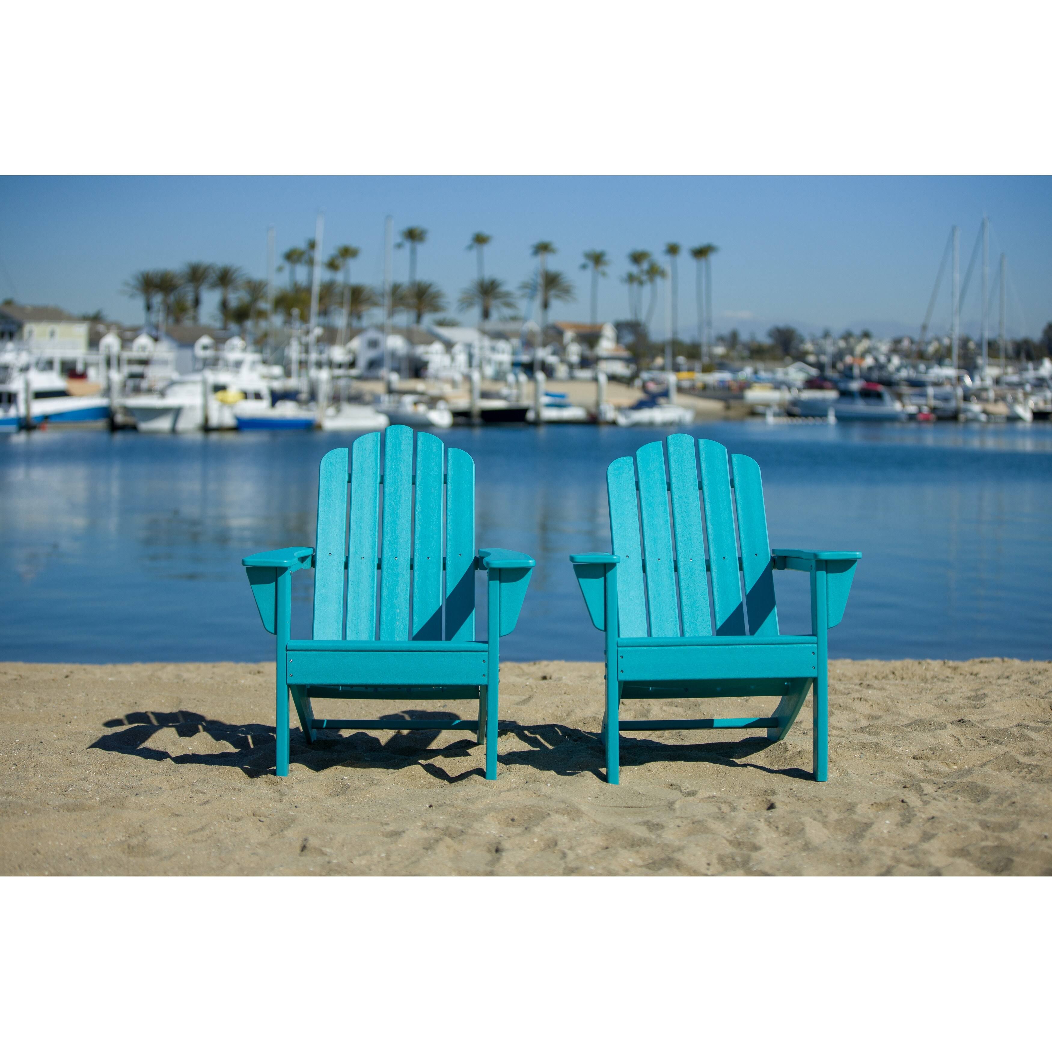 Luxeo Marina Aruba Blue Poly Outdoor Patio Adirondack Chair (2 Pack)
