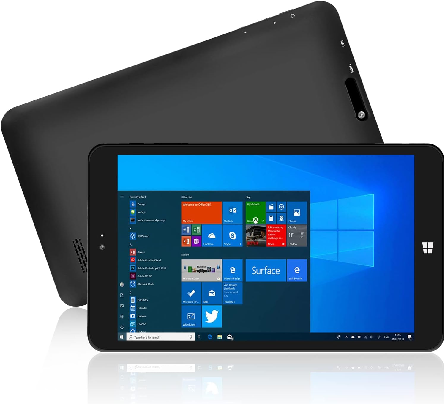 8 inch Ultra Slim Windows Tablet, Windows 10 Home PC with HDMI Port,4GB RAM 64GB Storage,TF Card Slot, 2MP Dual Cameras and Speaker, Headphone Jack,Wi-Fi, Bluetooth 4.0