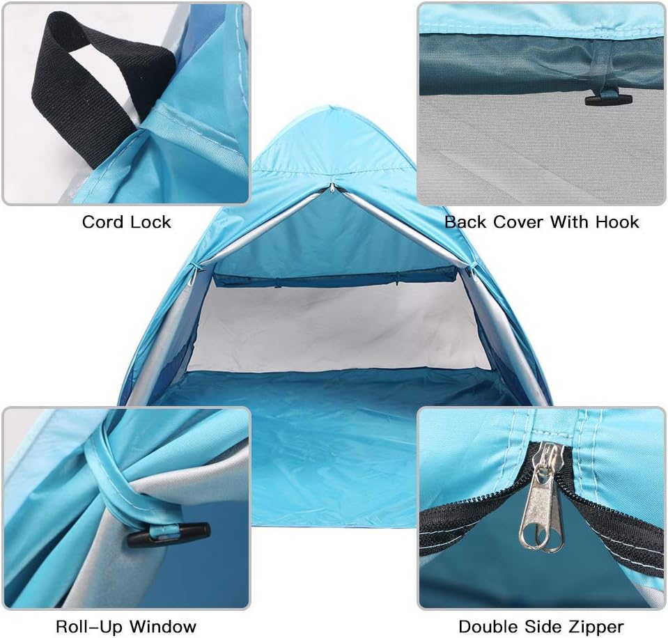 Sky Tower Pop Up Beach Tents Sun Shelter Portable Outdoors Family Baby Shade Tent Easy Setup UPF 50+ Waterproof Windproof UV Protection Canopy Cabana with Carry Bag (1-3 Person)