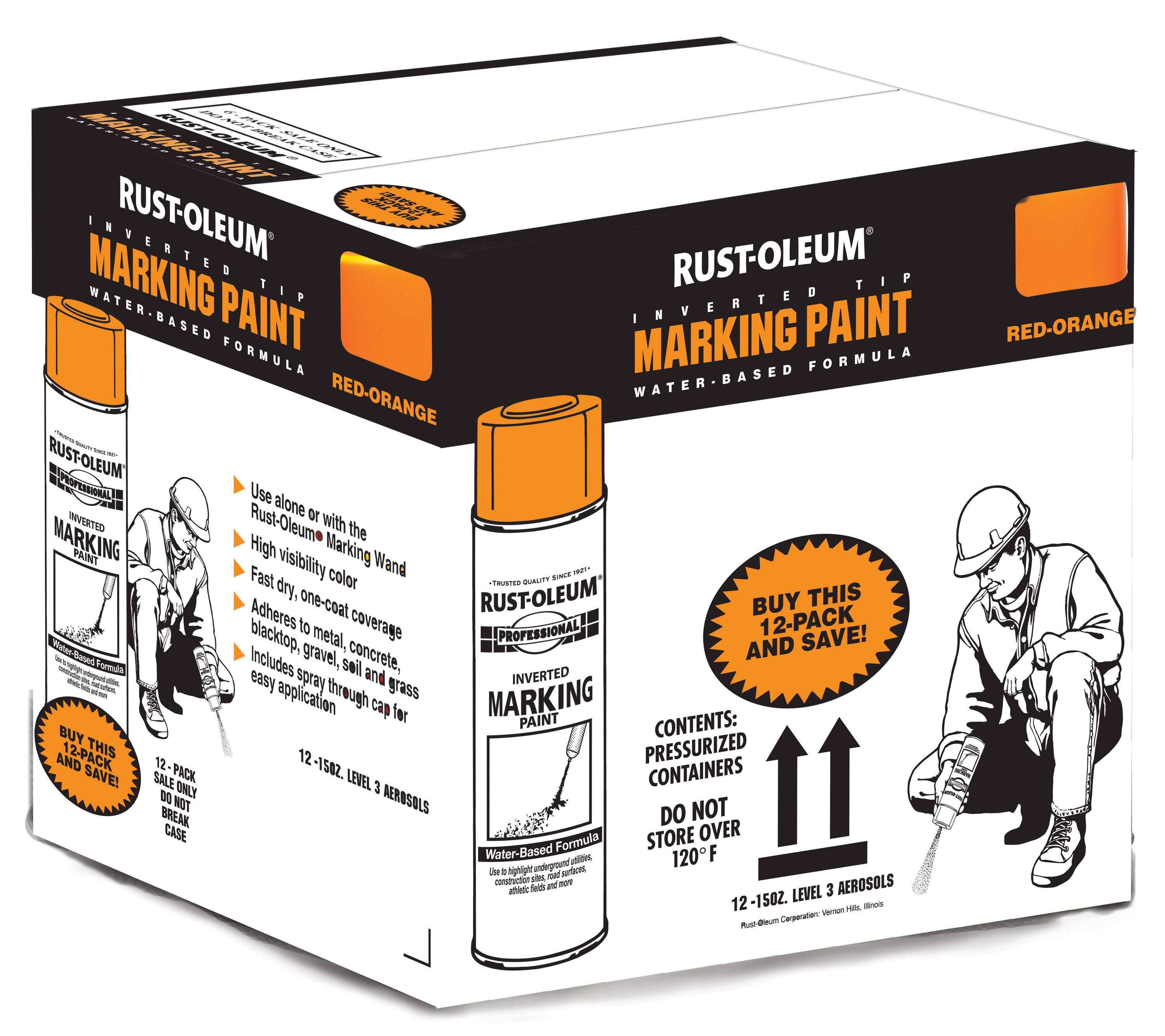 Rust-Oleum Professional 12-Pack Fluorescent Red Orange Water-Based Marking Paint (Actual Net Contents:) 270484