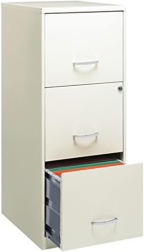 Space Solutions 3 Drawer Vertical Metal File Cabinet with Lock Pearl White