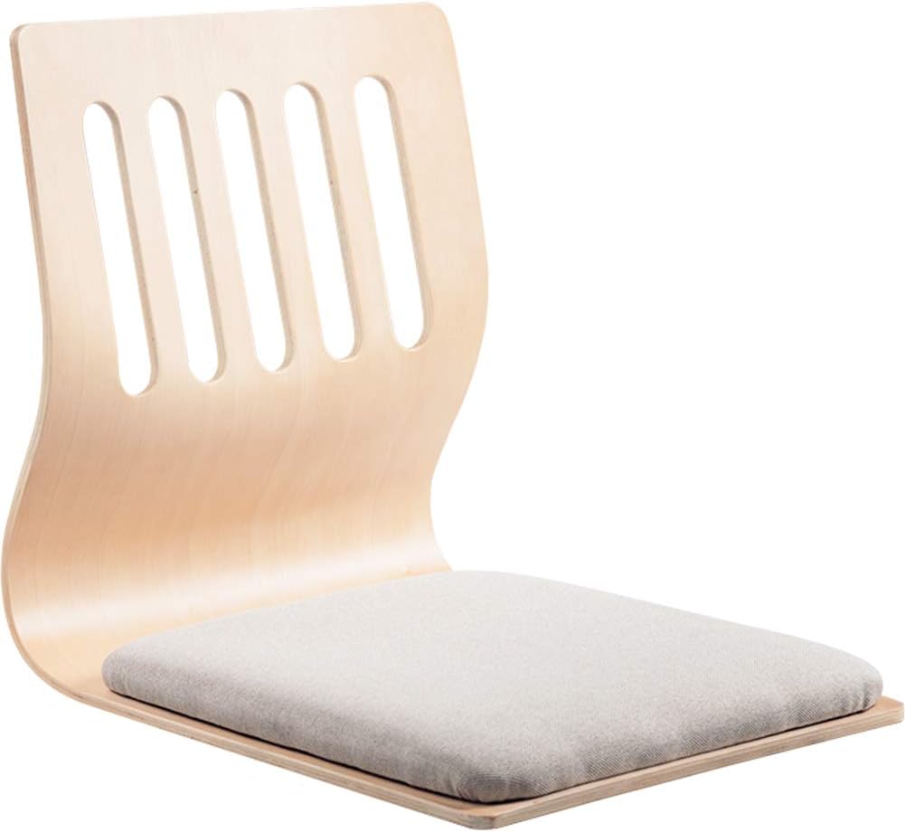 Souleden Game Chairs Living Room Chair Japanese Legless Chair Wooden Meditation Floor Chair Bay Window Backrest Chair Lazy Chair Cushion Floor Chair Lazy Sofa Five-Hole Light Gray Cotton and Linen