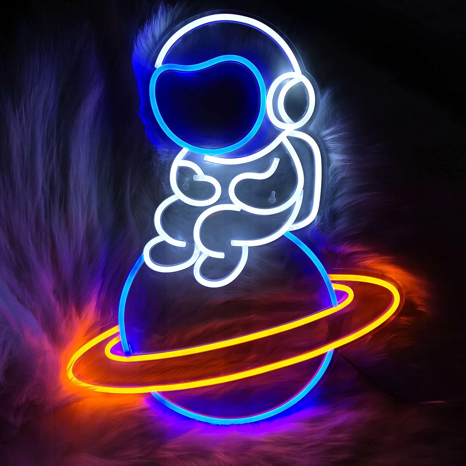 Astronaut Sitting on Planet LED Neon Sign Big Neon Light Sign 19.7&rsquo;&rsquo; Neon Wall Light for Bedroom, Game Room Decorative Big Astronaut Sign Light Space Man Gift for Kids (Astronaut 12V - Super Bright)