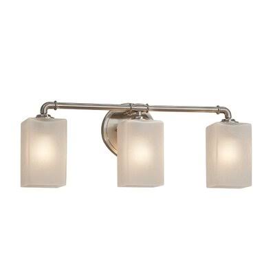 Donashia 3-Light Vanity Light Latitude Run Finish: Brushed Nickel, Shade Color: Frosted Crackle, Bulb Type: Dedicated LED