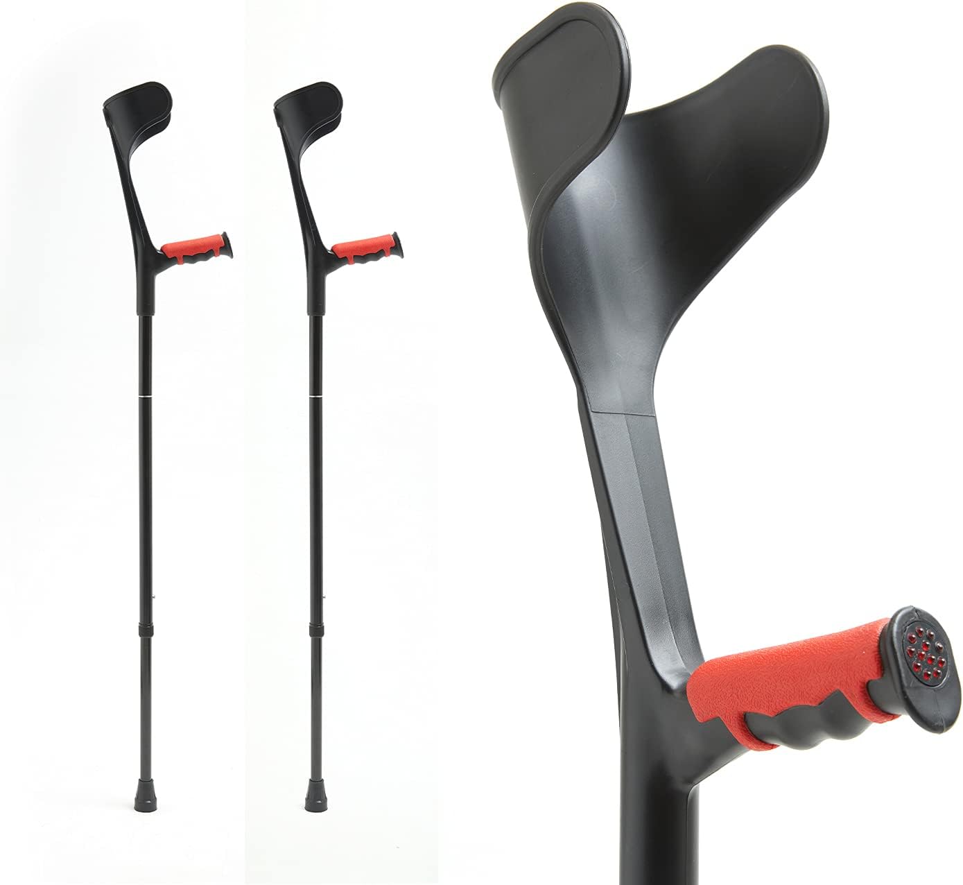 BigAlex Forearm Crutches (1 Pair/Packing) - Lightweight Arm Crutch - Adjustable, Ergonomic - Comfortable on Wrist - Non Skid Rubber Tips（Black） Pack of 2