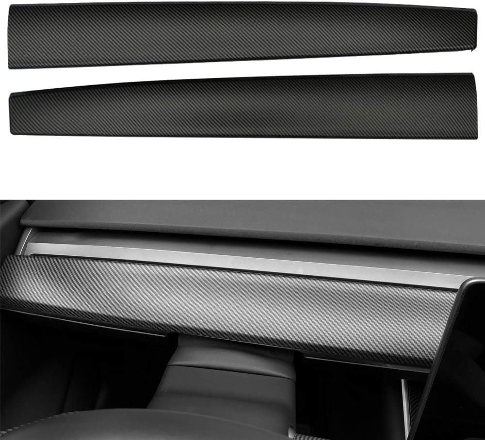 BMZX Tesla Model 3 Model Y Dash Wrap ABS Carbon Fiber Pattern Matte Dashboard Cover Cap Interior Decoration Wrap Kit- Tesla Model 3 Model Y 2016-2021 Pack of 2