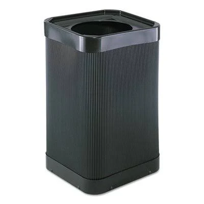 Safco At-Your Disposal Top-Open Waste Receptacle,Square,Polyethylene,38gal,Black