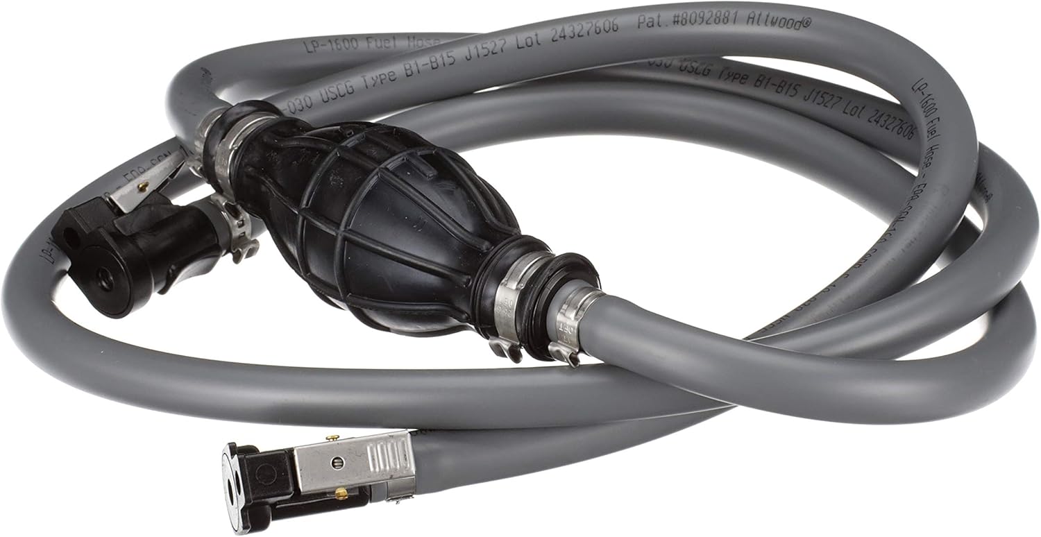 attwood 93806ELP7 Fuel Line Kit — for Johnson and Evinrude Engines, 6 Feet Long, 3/8-In. Diameter, with Hose Fittings Pack of 2