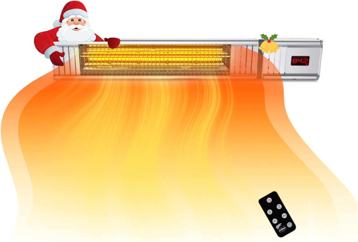 Patio Heater-Air Choice Electric Infrared Heater 1500W Wall Mounted Indoor Outdoor, Quiet Instant Heating with LCD Display Remote Control Full Protection, Space Heater for Large Room Garage Backyard