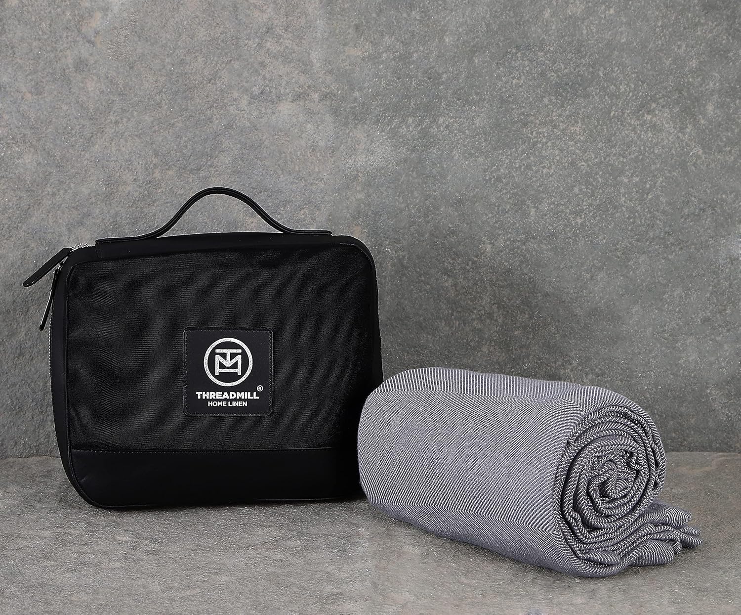 Travel Blanket - Airplane Premium Soft Flight Grey Throw Blanket in Cloth Bag (Grey Color) Compact & Portable Large Blanket for Travel, Car, Picnic & Camping by Threadmill