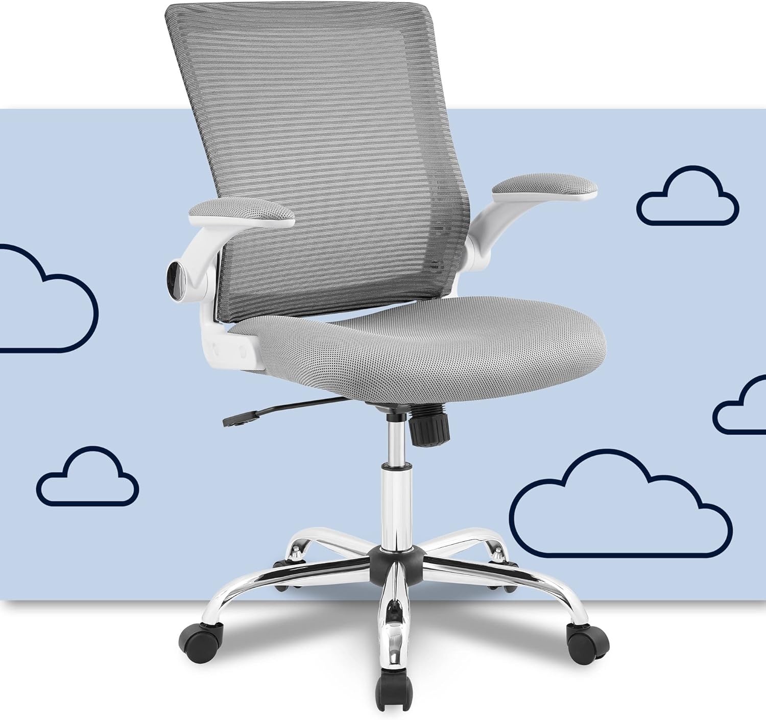 Serta Creativity Ergonomic Mesh Office Computer Desk Chair, Adjustable Armrest with Mid-Back Lumbar Support, Gray