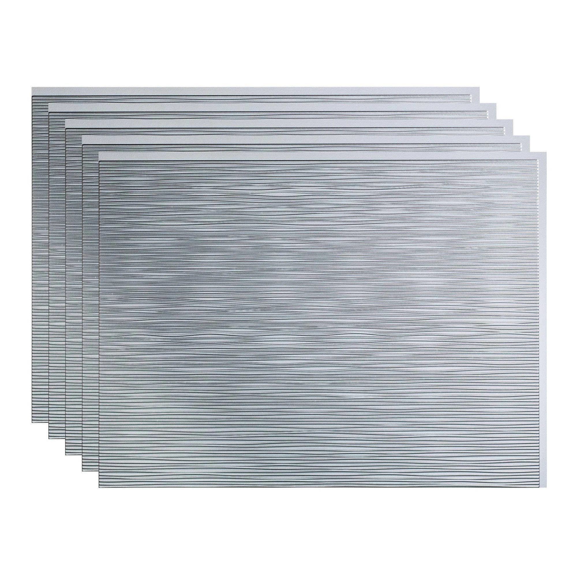 Fasade 18in x 24in Ripple Argent Silver Backsplash Panel (5 Pack)