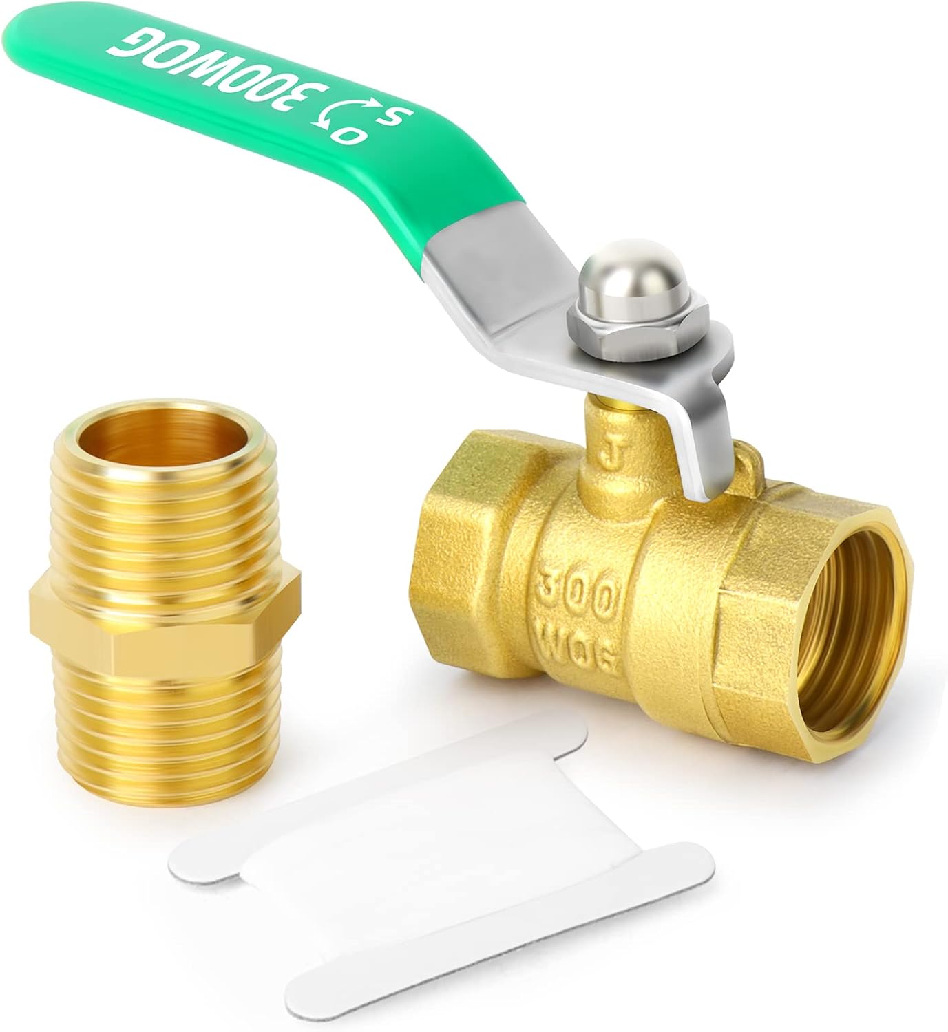 GASHER 1PCS Heavy Duty Brass Ball Valve Kit, 1/2 Inch Female x Female Thread Pipe Fitting with Nipple Pack of 2