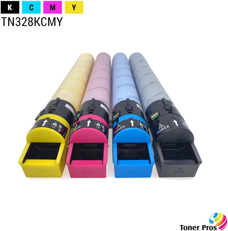 TONER PROS (TM) Compatible [High Yield] TN-328 (TN328) Toner Cartridge (TN328K TN328C TN328Y TN328M) for Konica Minolta Bizhub C250i C300i C360i Coiper Printer (4 Color Pack, 28K Pages)