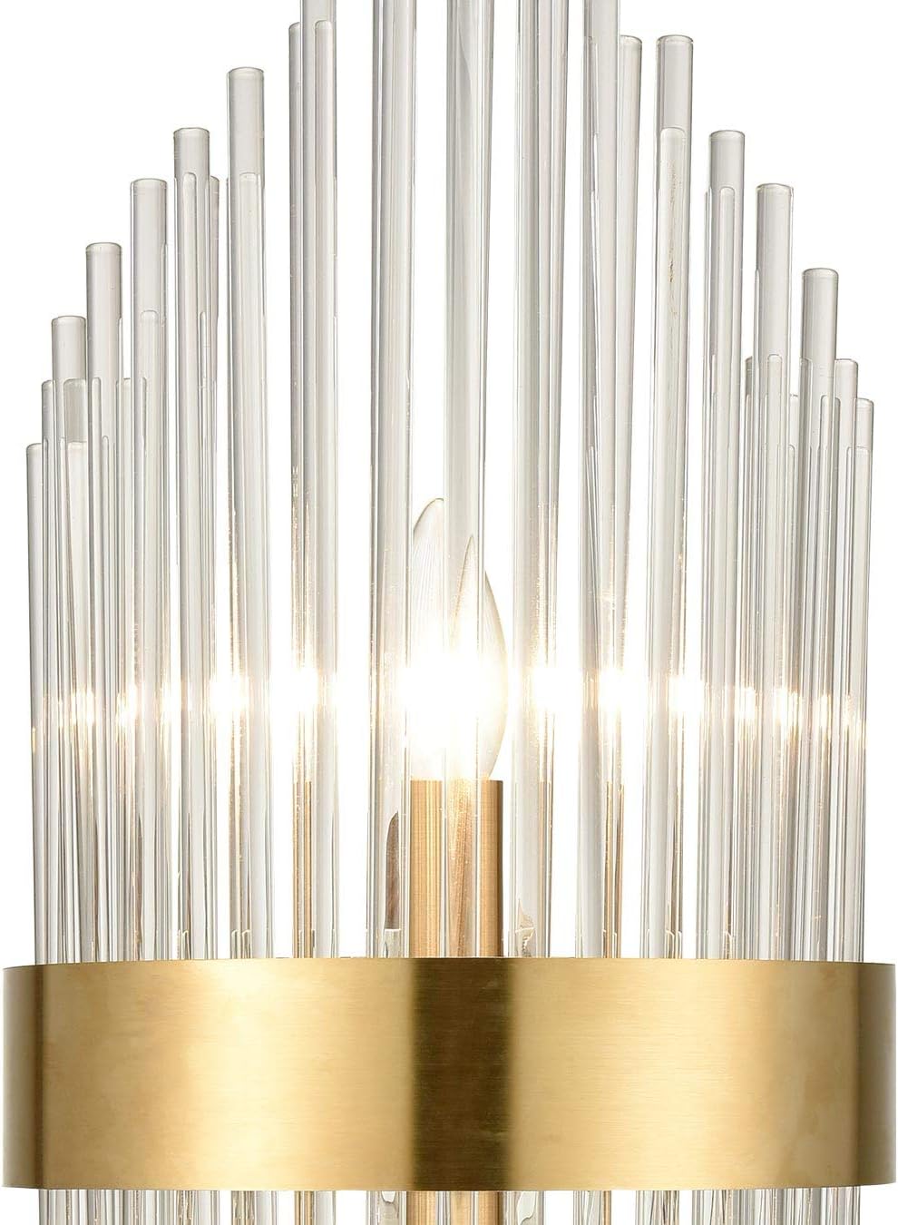 Mid Century Brass Glass Rods Wall Sconce 2 Pack Modern Luxury-Look Clear Glass Wall Lights Art Decor