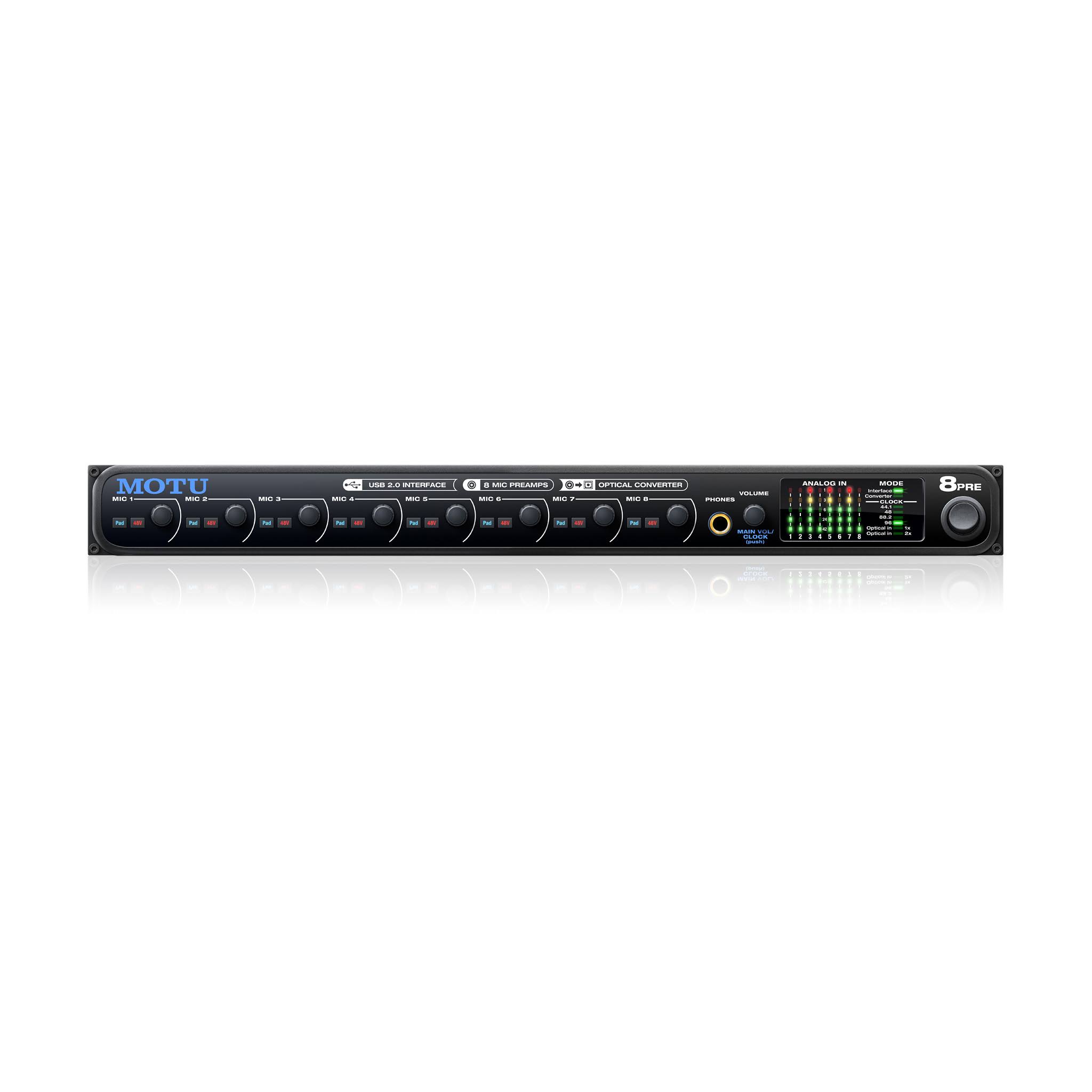 Motu 8Pre 16 x 12 USB Audio Interface with 8 Channel Mic Preamp