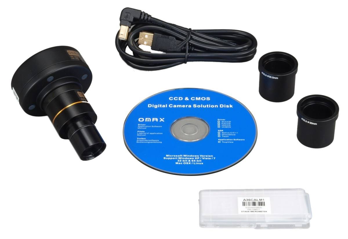 OMAX 10.0MP USB Digital Camera for Microscope with 0.01mm Calibration Slide (Windows/Mac/Linux)