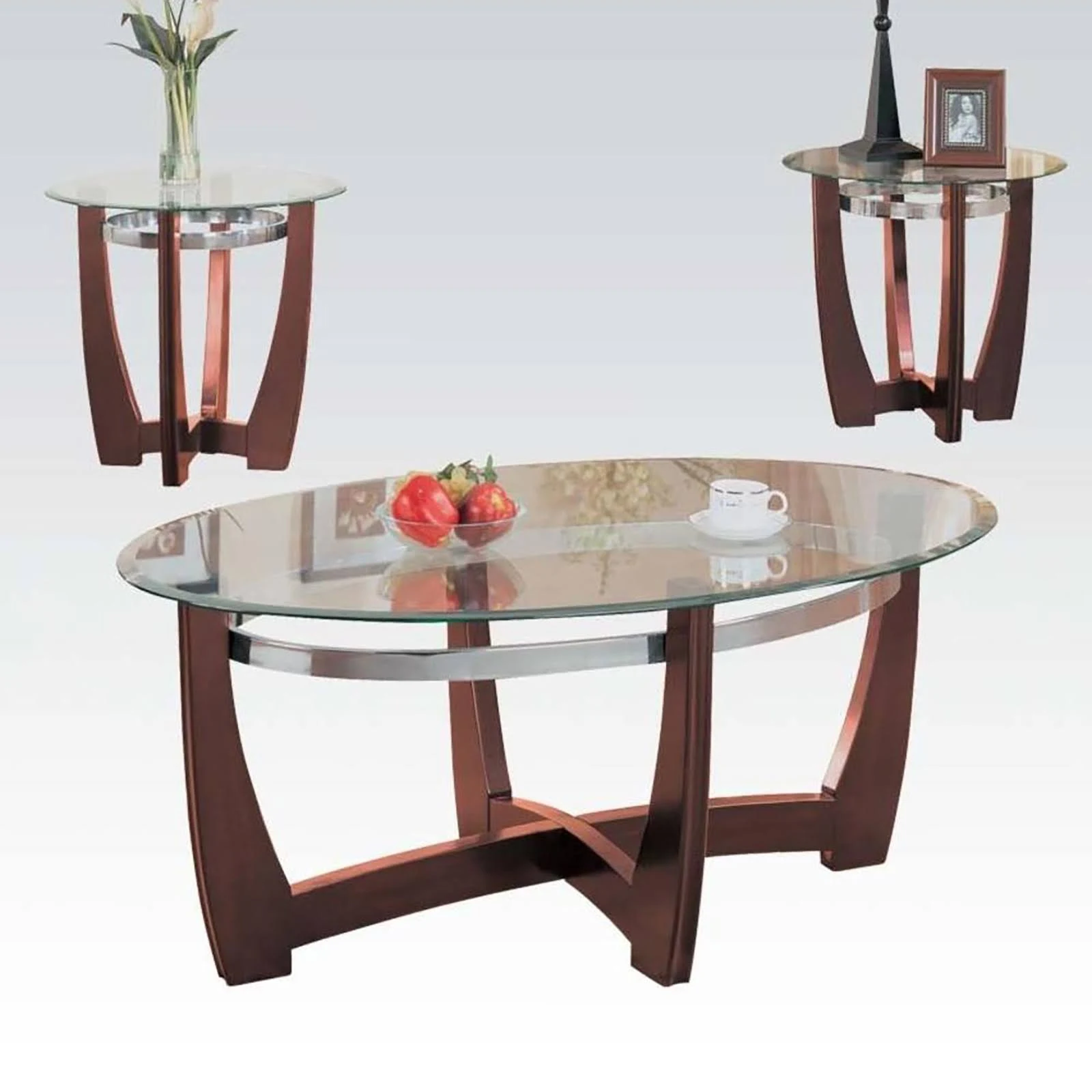 Acme Baldwin Walnut Coffee End Table Set 3 Piece