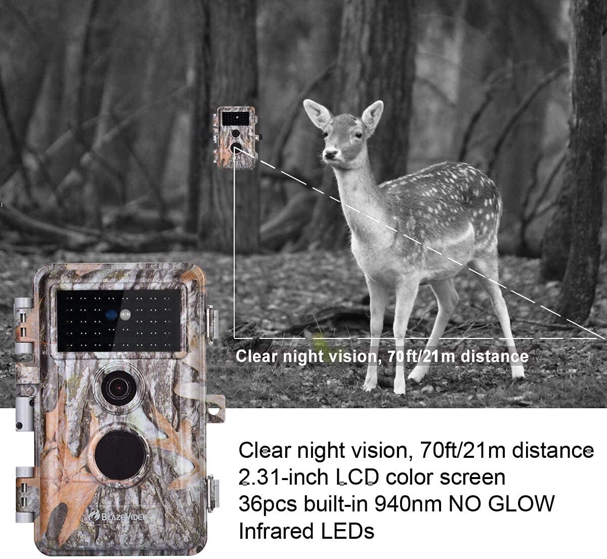 4-Pack Game & Deer Trail Cameras 24MP 2304x1296P MP4 Video for Hunting Wildlife and Home Security No Glow Night Vision Time Lapse Motion Activated Waterproof & Password Protected, Photo & Video Model