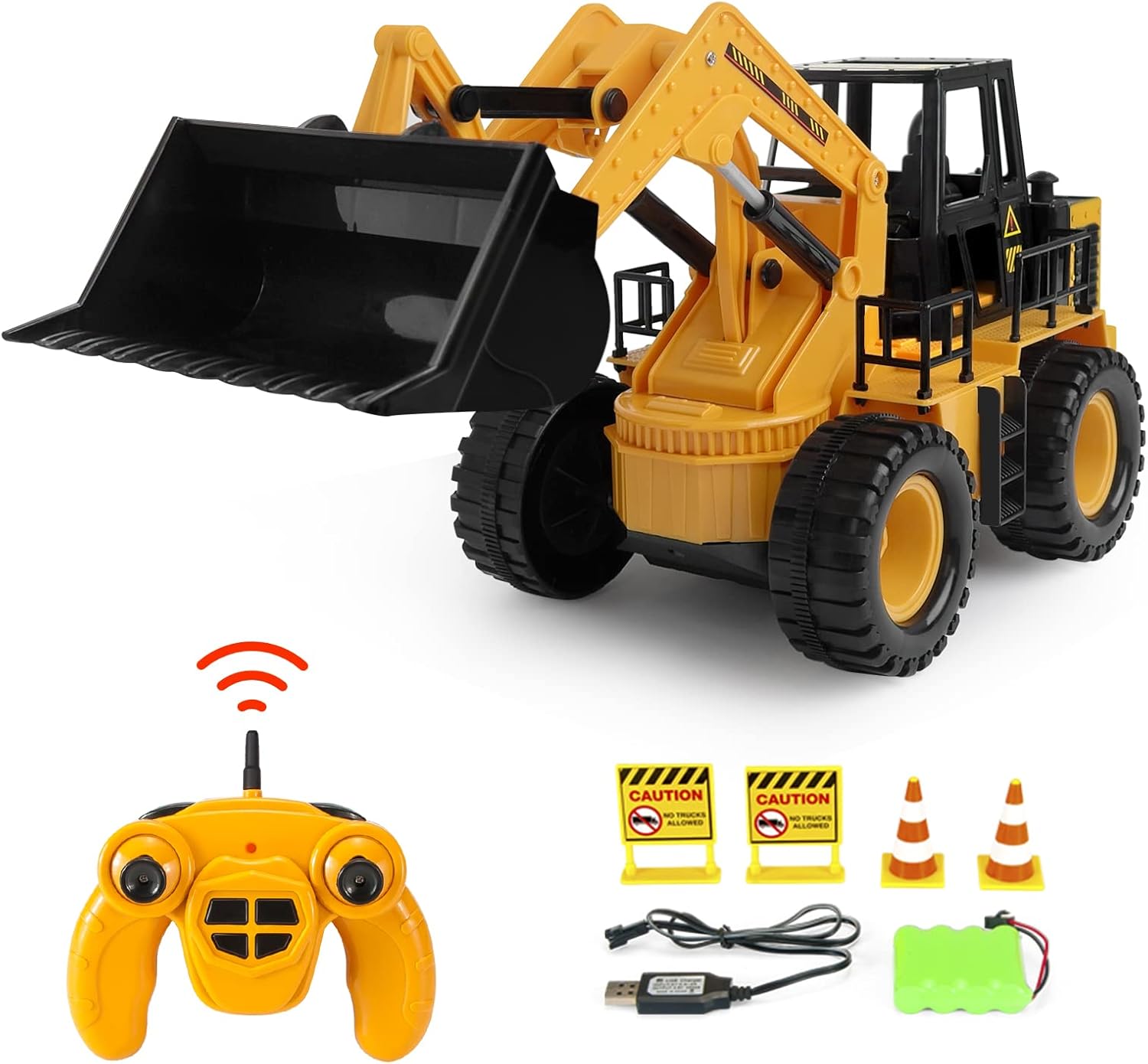 RC Bulldozer Remote Control Truck Toy, 1/18 Scale Front Loader Construction Vehicles Tractor for Boys Girls