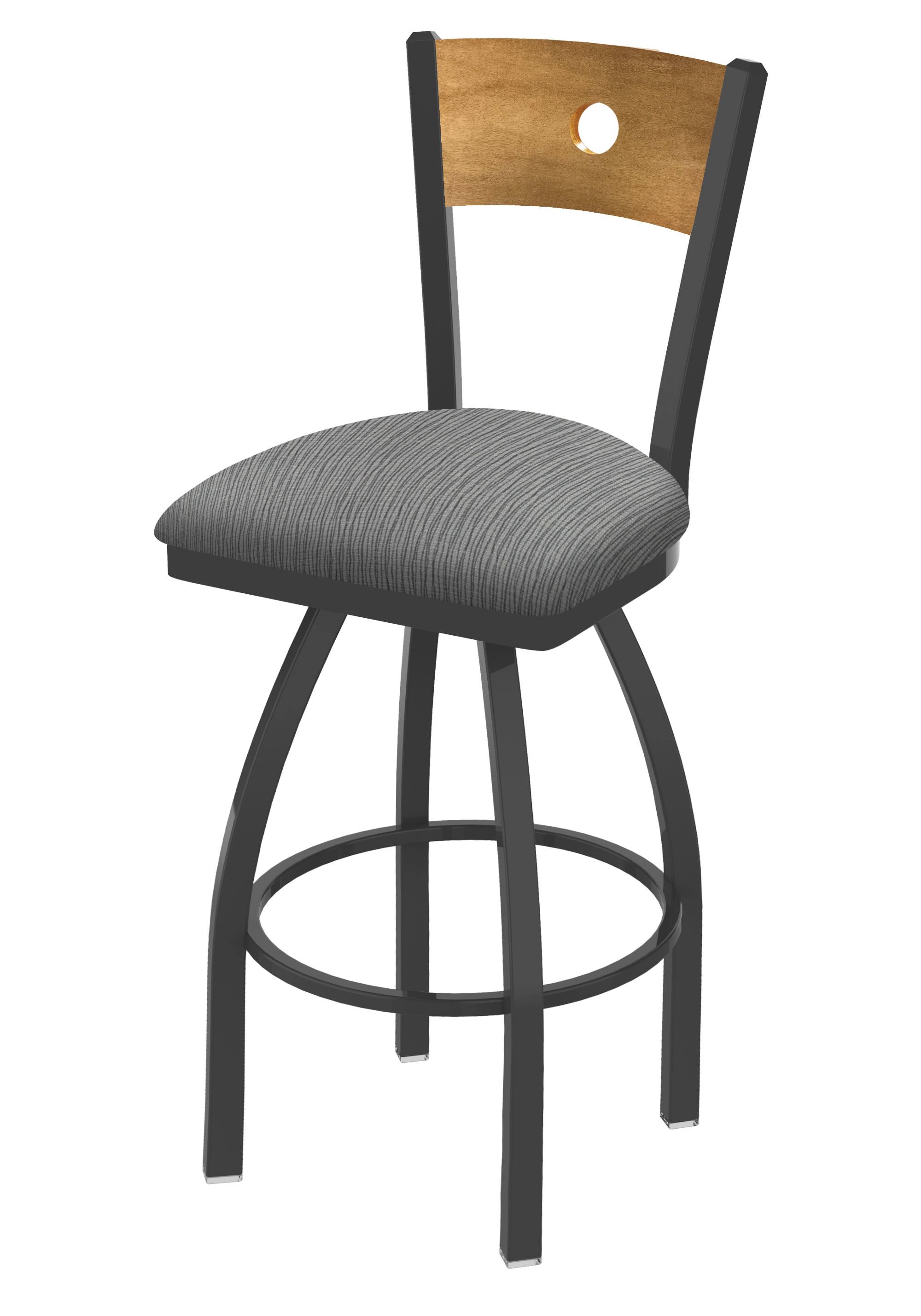 Holland Bar Stool 830 Voltaire 30x22 Swivel Counter Stool with Pewter Finish, Medium BACK, and Graph Alpine Seat