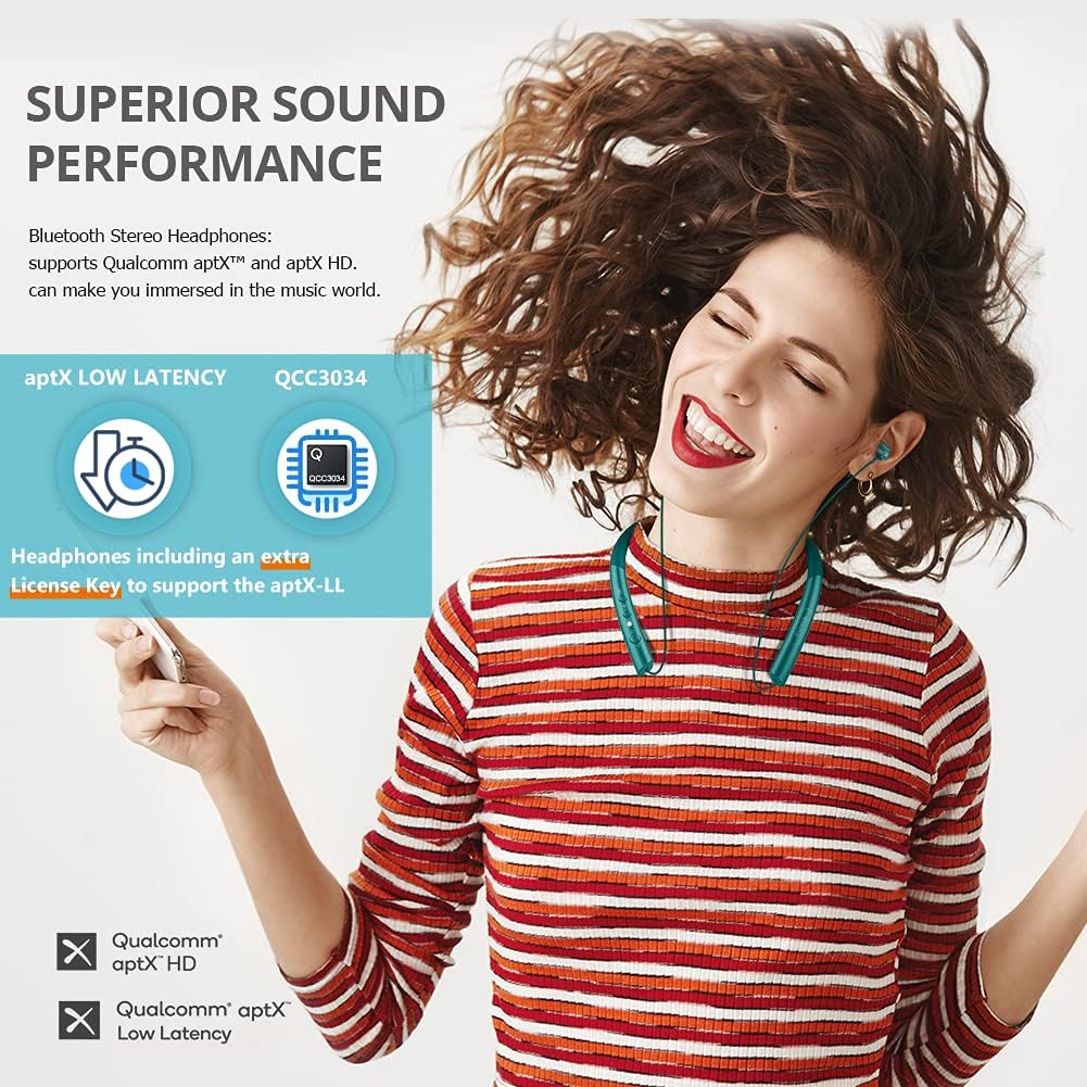 Glazata Wireless Bluetooth Headphones Neckbands with Magnetic Earbuds Bluetooth 5.0 Sports Earphones CVC 8.0 aptX-LL & aptX-HD Stereo Wireless Headphones for Workouts (Grey) Pack of 2