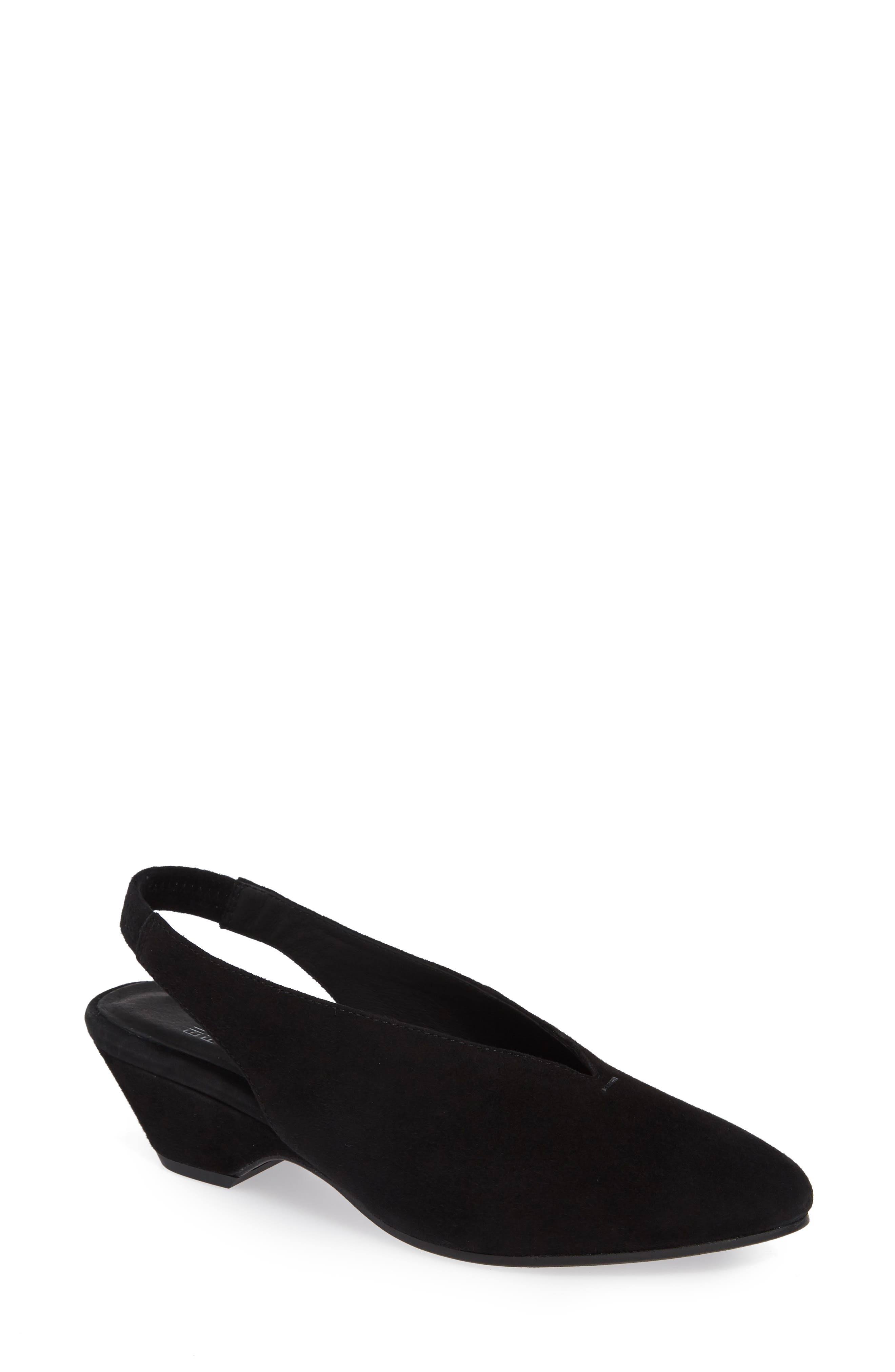 Eileen Fisher Gatwick Nubuck Slingback Block Heel Pumps - 5M